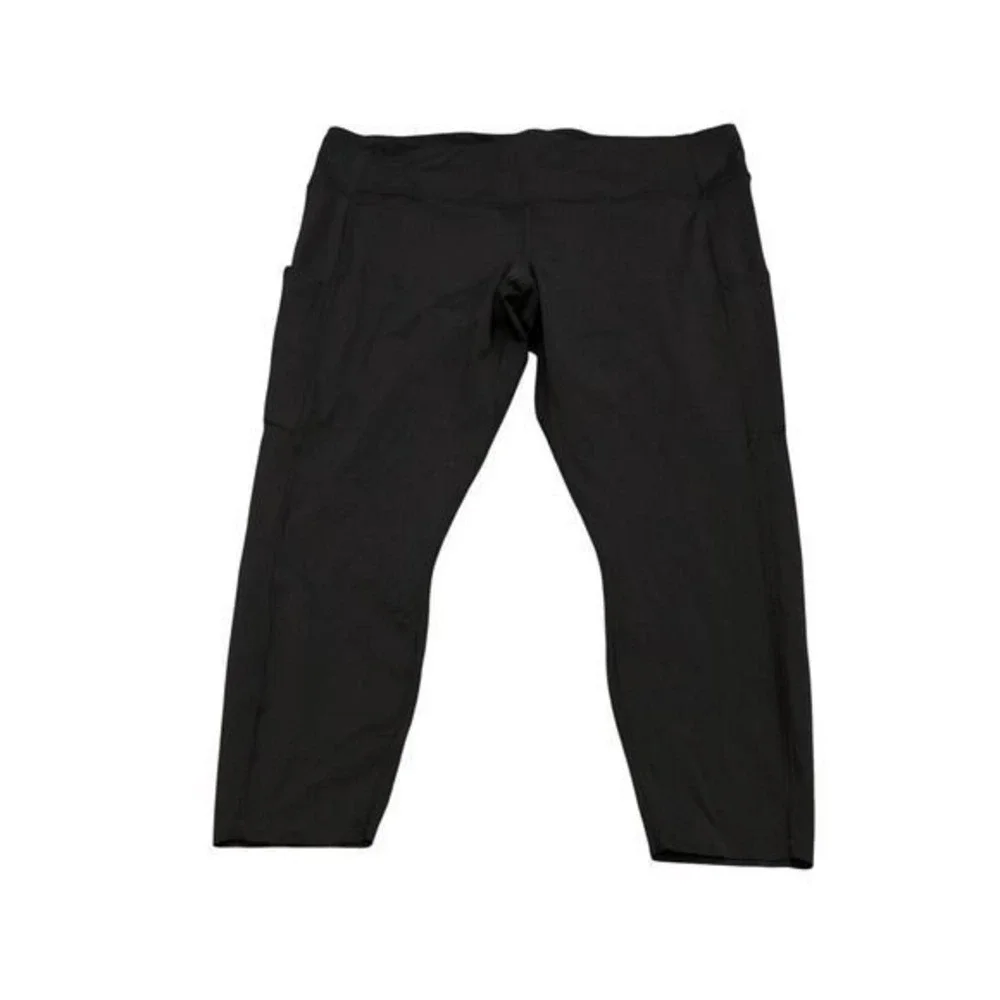 Lululemon Fast and Free Crop Leggings Womens 20 Black High Rise Pocket Nulux